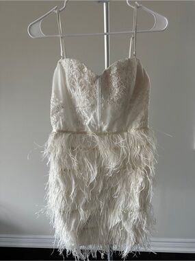 Ark & Co Ivory Lace Feather Mini Dress